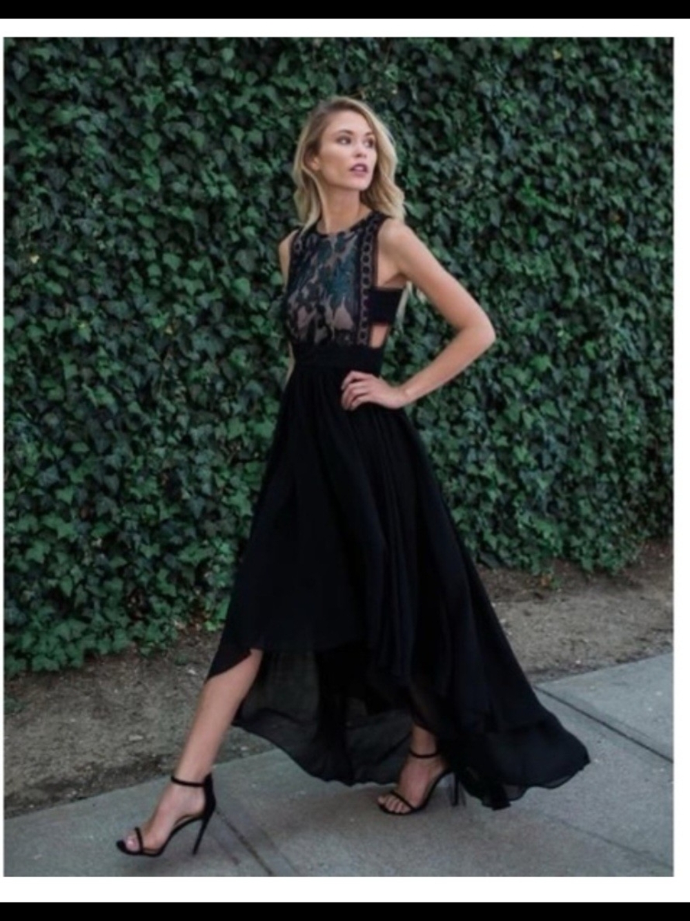 Vici Ina Black Lace High-Low Evening Dress